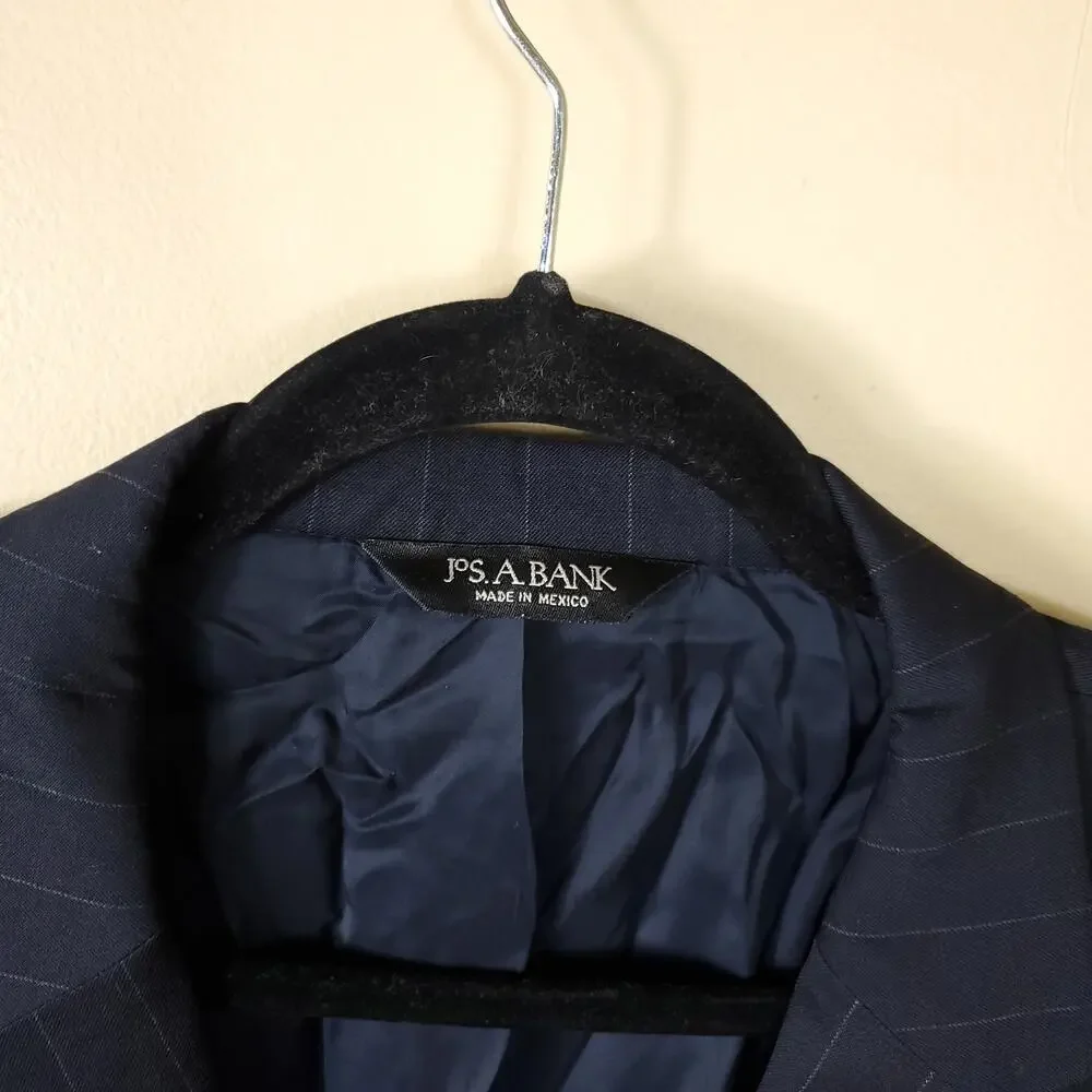 Jos A Bank Navy Pinstripe Wool Sport Coat Blazer Jacket in Navy Size 48R